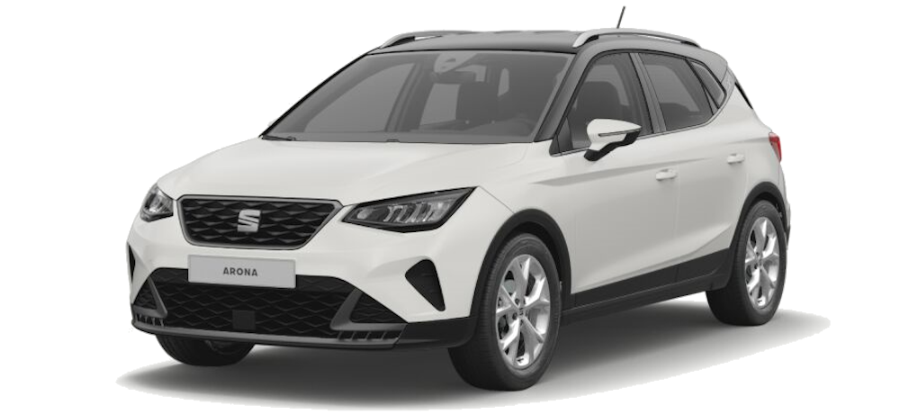 weißer SEAT Arona 3/4 Frontansicht