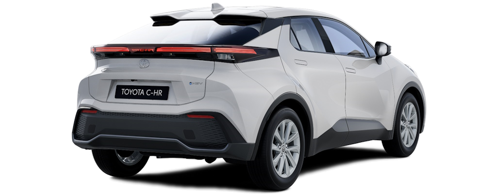 weißer Toyota C-HR 3/4 Heckansicht